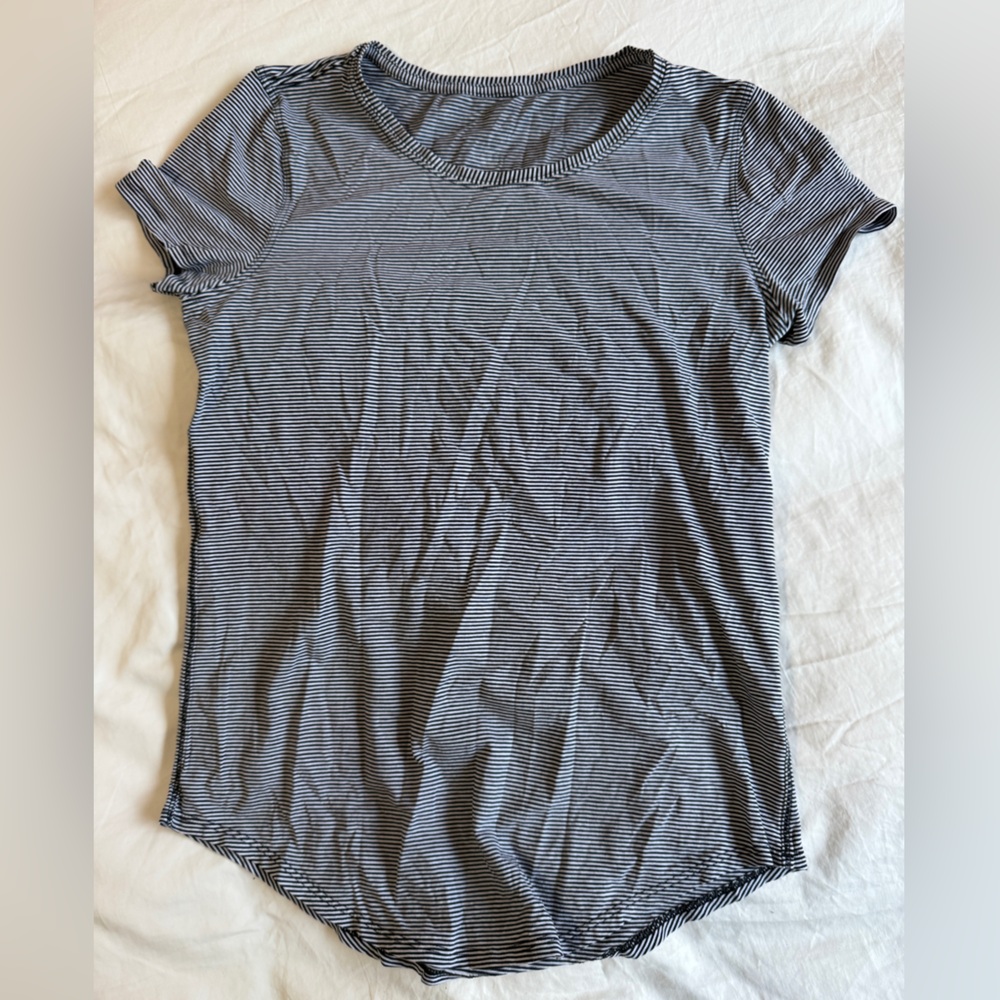 Lululemon Striped Gray and Black Love tee